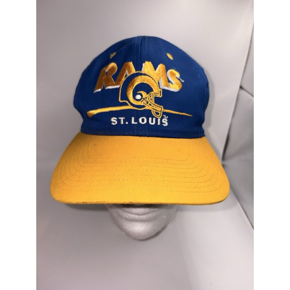 Vintage St Louis Rams Snapback Hat Eastport Team NFL Blue Yellow 90s 2000s Cap